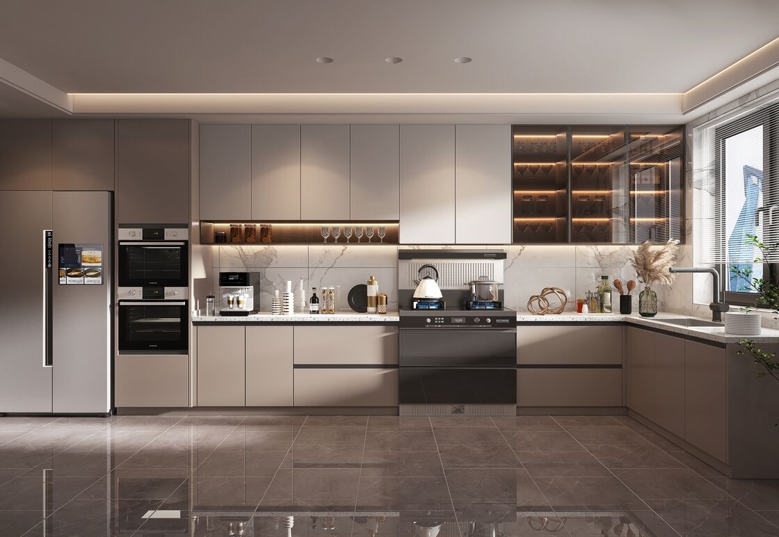 Modern Kitchen Cabinet with Soft Close & Custom Color